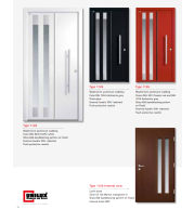 Type 1126 ModernLine – Sandblasting Pattern ModernLine Aluminium Clad Door, Float & Thela Glass Variants, Secure Indented Handle, Walnut Interior Finish, Energy Efficient Entry Solution